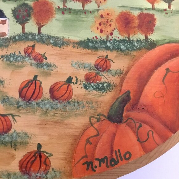 Hand Painted Pumpkin Farmhouse Wood Box Signed Fall Harvest Country Rustic Decor - Picture 8 of 9